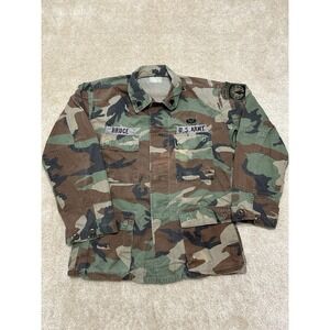 US Army Airborn Button Up Mens Medium Green Woodland Camo Outdoors